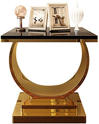 MEILISHAOMEI Couchtisch,Moderne Kreativität,quadratisch,Sofa,Beistelltisch,Wohnzimmer,Telefontisch,Ecktisch,Gold,505060 cm(Farbe: Schwarz)