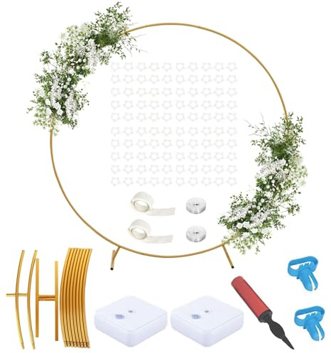 Round Balloon Arch Stand, 2M Gold Metal Balloon Circle Frame