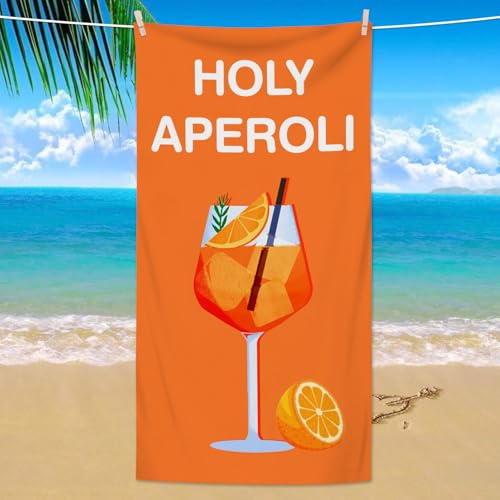 Holy Aperoli Strandtuch, Aperol Spritz Handtuch, 140 x 70 cm Beach Towel Strandmatte, Sandfest, Leicht und Schnelltrocknend Gym Schnelltrocknendes für den Strand, Gym, Travel, Handtuch Geschenkidee