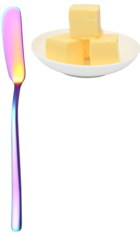 Distribuidor de mantequilla – Distribuidor de queso crema, espolvoreador de queso de metal, herramienta de cocina, raspador de mantequilla con mango largo, raspador de queso curvado, cubiertos para