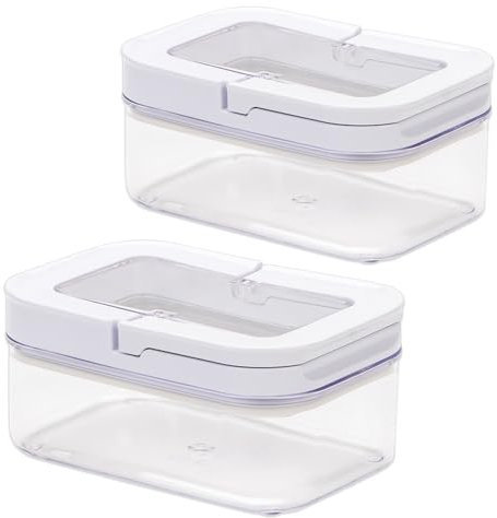 MA MAISON Set 2 Contenitori Salvafreschezza Ermetici per Alimenti - in Plastica, con Coperchio, Congelatore, Lavastoviglie, Cibo, Lavastoviglie, Frigorifero, Ristorante, Ristorazione - Trasparente
