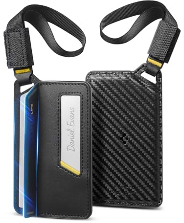 Spigen Life Kofferanhänger LF510 Hochwertiger Premium Gepäckanhänger mit Magnetverschluss Adressanhänger für Reisetaschen, Koffer und Handgepäck (2 Stück) - Schwarz