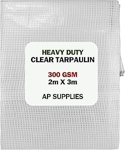AP Supplies 300gsm Clear Tarpaulin 2m x 3m – Waterproof, Tear Resistant, UV Protected Ground Sheet Cover for Camping, Construction, Garden & Outdoor Equipment Protection