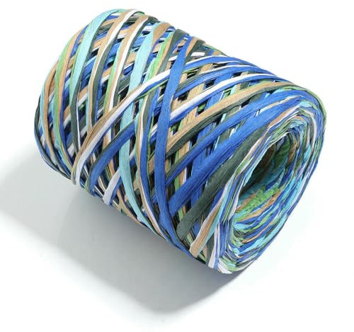 VIXDA 200 m/Rollo de Hilo de Paja de Rafia Natural, Hilo de Cinta de Papel de Rafia Colorido, Cuerda de Ganchillo Tejida para Manualidades, envolturas y decoración.