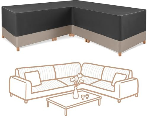 Shield Outdoor Covers Gartenmöbel Abdeckung L-Form,Schutzhülle für Gartenmöbel,420D Oxford Gewebe Wasserdicht Winddicht Ecksofa Abdeckplane ,Möbbelsets Schutzhülle für Sofa, Loungemöbel 235x235x70CM