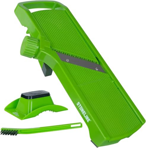 STONELINE Mandolina per Verdure Manuale Regolabile con Grattugia Separata Affettatrice Affettaverdure Tagliaverdure, 5 Lame Acciaio Inox, Frutta Verdura Cipolla Patate Patatine Fritte Fette Bastoncini