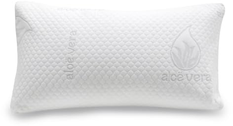 MERCURY TEXTIL- Almohada de Aloe Vera de Copos de Espuma de Poliuretano, Almohada Ergonómica Adaptable,Transpirable,Firmeza Media-Alta (90cm)