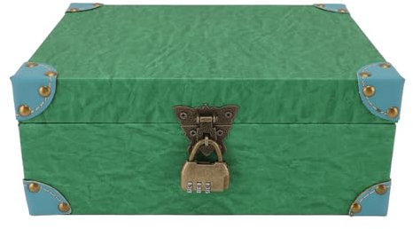 Tyenaza Bois et cuir La boîte à coffre à boussole Viking Runic, Boîte au trésor en bois gravé Vegvisir avec une doublure en velours, un tarot vintage et un ensemble de calice (Green M Size)