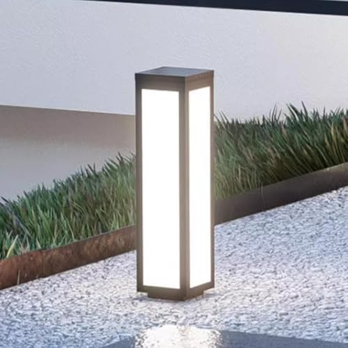 Lámpara de Camino Moderna con bolardo LED Cuadrado, Resistente al Agua IP54, con Carcasa de Acero Inoxidable, para jardín, Patio, Porche y Entrada de vehículos.