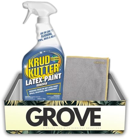 Krud Kutter Latex Paint Remover 24 oz Bundle with Microfiber Cloth – Effective Paint Remover for Wood, Metal, Concrete, and More – Gift Set (2 Items)