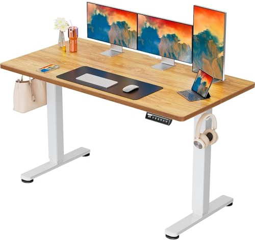 ErGear Bureau Assis Debout électrique, 140x70cm, Marron Clair