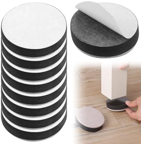 8Pcs Rehausseurs de Pieds Ronds en Acier au Carbone, Hauteur 1,5 cm, Antidérapant Lève-Meubles Autocollant Rond avec Pied de Feutre pour Chaises, Armoires, Tables, Canapé, Hauteurs de Réglables