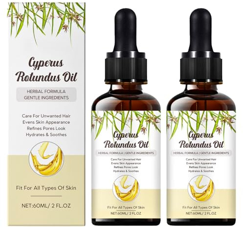2PCS Cyperus Rotundus Oil, Natural Cyperus Rotundus Oil for Hair Removal, Inhibits Hair Growth, After Shave Care for Women & Men, Moisturizes & Soothes Skin, Shrink Pores, for All Skin Types