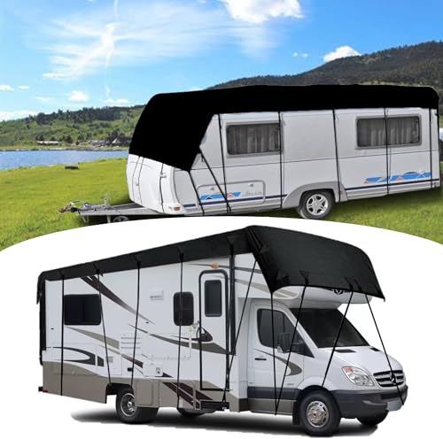 Bache de Toit Caravane, 8,5 x 3 m /334,6 x 118,1 Tissu Oxford 210D Imperméable Housse de Toit de Protection pour Camping-Car Universelle Protection UV Couverture De Toit De Camping-Car
