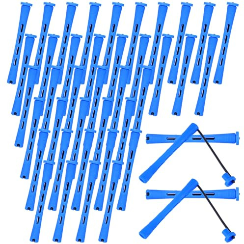 MBAIYO 40 Pcs Perm Rods for Short Hair, Cold Wave Heatless Curling Rollers Plastic Perming Rods Medium Curling Rod Cold Wave Perm Rod Set for Long Hair Natural Waves Curls (0.35 Inches, Blue)