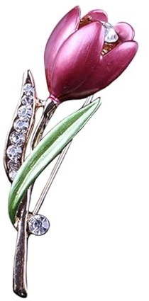Rhinestone Flower Brooch Pin Tulip Floral Bouquet Brooch Elegant Flower Enamel Pin Vintage Bridal Wedding Corsage Lapel Pin Costume Jewelry For Women Girls