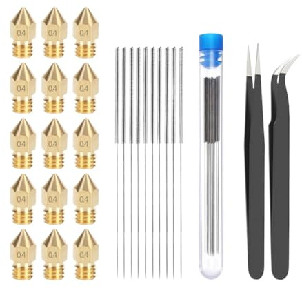 UYvtHMHMC 27 22 Piezas CR10 Mk8 Kit de Limpieza de boquillas DIY ESD 15 12 Pinzas 0 4 mm 1 75 mm Aguja de Limpieza de Acero Inoxidable Piezas de Impresora compatibles con impresoras(Green)
