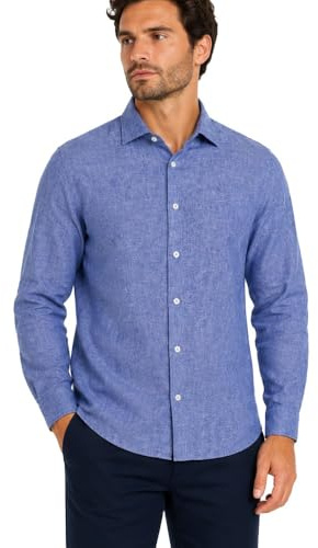 ASCOT SPORT Camicia Uomo 55% Lino 45% Cotone, Manica Lunga, Regular Fit, 15362-229