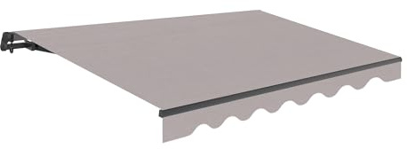 Wasabi - Toldo Retráctil Exterior 400x250cm Gris Poliéster – Lona Protección Solar UV - Estructura de Aluminio Antracita – Manivela Incluida – Manual Enrollable Terraza Jardín Balcón