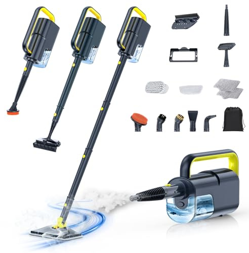 10-in-1 Steam Mop, Handheld Steam Cleaner & Steam Mops for Floor Cleaning | 350ml Tank, 10s Heat-Up, 248°F Steam Cleaner for Home, 2-Level Control, Swivel Head for Floor, Carpet, Tiles, BBQ grill, Car