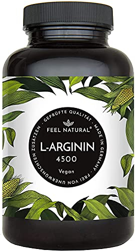 L-Arginin - 365 vegane Kapseln - 4500mg pflanzliches L Arginin HCL aus Fermentation (davon 3750mg pures L-Arginin) je Tagesdosis - Hochdosiert, ohne Zusätze, laborgeprüft, in Deutschland produziert