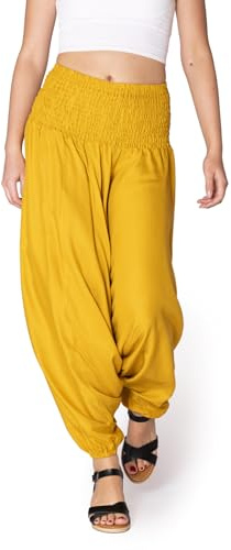 PANASIAM Pantalones Aladino Liso Dorado XL