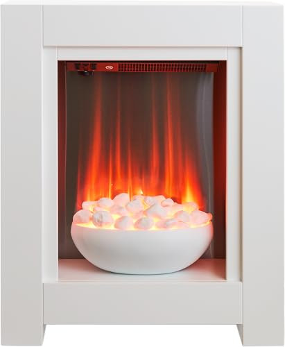 Adam Monet White Electric Fire Fireplace Surround Wood Heater Flame Effect Suite