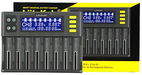 Docooler Cargador de Batería Lones de Litio de 3,7 V / 3,8 V IMR de 3,2 V Batería Ni-MH de 1,2 V LiitoKala LII-S8 para 18650 26650 21700 26700 AA AAA