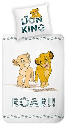 MTOnlinehandel Lejonkungen sängkläder 135 x 200 + 80 x 80 cm, sängkläder för flickor 100 % bomull i Renforcé, Disney's Lion King barnsängkläder