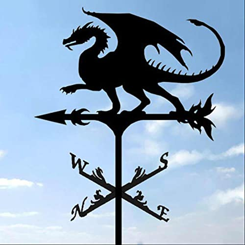 3D Tier Wetterhahn Metall Windfahne Eisen Haus Garten Dekoration Hohl Windrichtungsanzeiger für Dach Hinterhof Terrasse Hochzeiten,Dragon,33 * 53cm