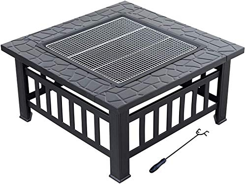 ZAANU Feuerstellen für den Außenbereich, holzbefeuerte Feuerstellen für den Außenbereich, quadratische Metall-Feuerstelle für den Hinterhof, Terrasse, Garten
