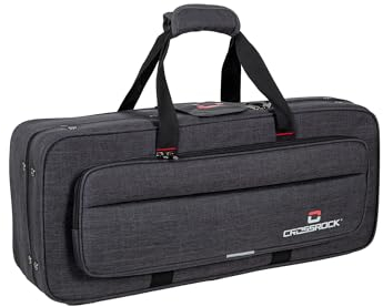 Crossrock CRP200ASDG-R Schaumstoff-Koffer für Altsaxophon, mit abnehmbaren Schultergurten, Staufach und Außentasche, Dunkelgrau