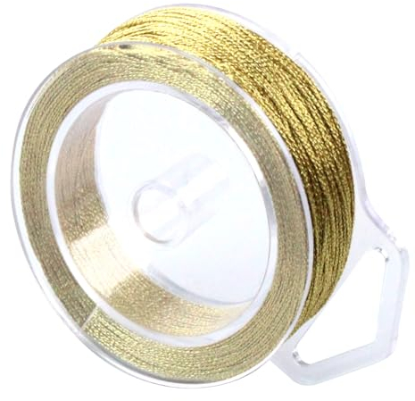 50M Diámetro 0.4 mm 6 Hilos de Alambre Cordon Dorado Metálico Hilo Estable y Duradero para Pulseras,Anillos,Collares Trenzados Papel de Regalo,Artesanía Decoración Navideña (Oro)