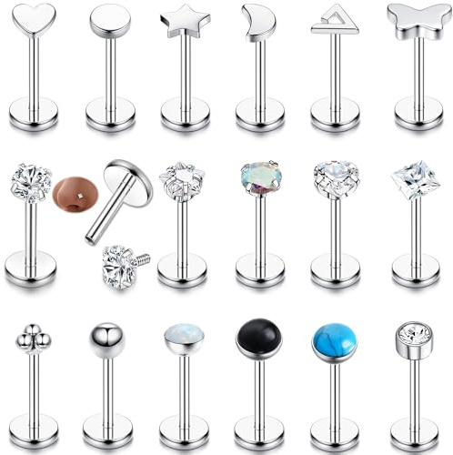 JeweBella Piercing Nariz, Oreja, Tragus, Septum, Helix, Labio Acero Quirúrgico Hipoalergénico Piercing Joyería
