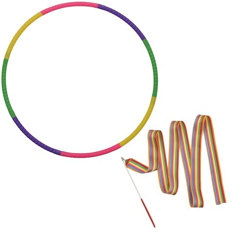 THXFUNAREA Hula Fitness Hoop para Niños, 8 Secciones Plástico Aro Desmontable y Cinta de Gimnasia, Hoop Fitness para Gimnasia, Baile, Adelgazar, Deportes, Yoga para Niños y Niñas