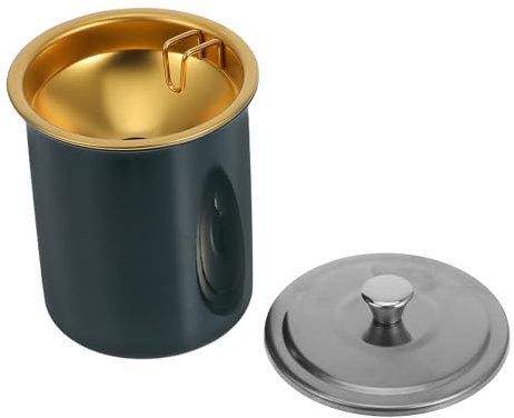 Acero Inoxidable Cenicero Resistente al Viento sin Humo Tapa | Capacidad Moderada, Diseño Moderno y Fácil Limpieza, para Oficina y Mesa, Evita Ceniza y Polvo