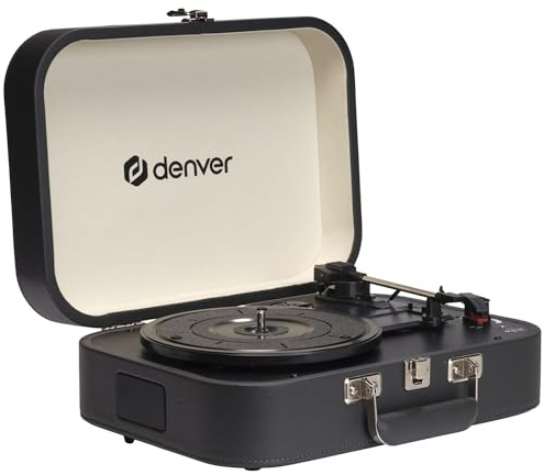 VPL-130DGR VPL-130DGR Valise de tourne-disque vintage avec haut-parleur, 33/45/78 tr/min, USB pour numérisation, AUX et casque, sortie RCA, lecteur vinyle portable sans Bluetooth