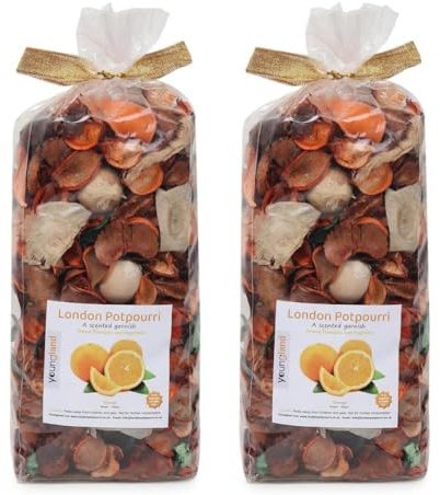Youngland London Potpourri Orange Scented Garnish Natural Dried Flower Vase Filler with FREE 10ml Fragrance Oil Bottle Luxury Aromatherapy & Home Fragrance Gift 400 Gram Pack of 2