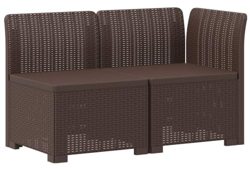 vidaXL 2-sits trädgårdsoffa i rottlook PP Brun