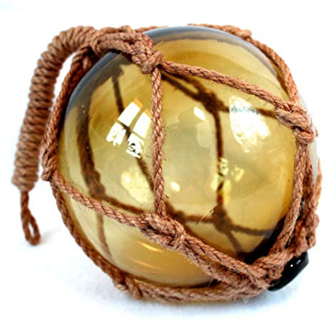 Sea-Club Boule de pêche décorative maritime en verre et corde - Diamètre : 13 cm - Ambre