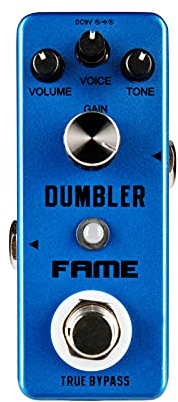 Fame LEF-315 Dumbler Overdrive Effektpedal, Kompakter Gitarrenverzerrer, Volume Tone Gain Regler, LED-Anzeige, True Bypass, Ideal für cremigen Crunch, tighten Boost