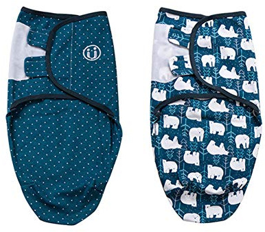 Baby Pucksack Wickel-Decke - 2er Pack Universal Verstellbare Schlafsack Decke für Säuglinge Babys Neugeborene Unisex (0-2 Monate, Blau)