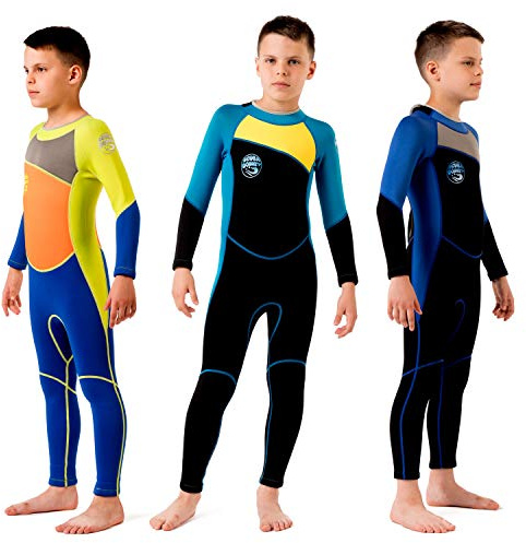 Kids Wetsuit for Boys Toddlers by Scubadonkey | Wetsuit for Kids in 2.5mm Neoprene UPF 50+ | Meets CPSC Safety Requirements (Grey/Blue, 2)