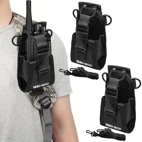 DECARETA 2 Stück Multifunktions-Tasche Funkgerät Tasche Nylon Pouch Case Schwarz Funktasche Holder mit Verstellbarem Riemen for GPS Phone Handy Two Way Radio Walkie Talkie Funkgerät