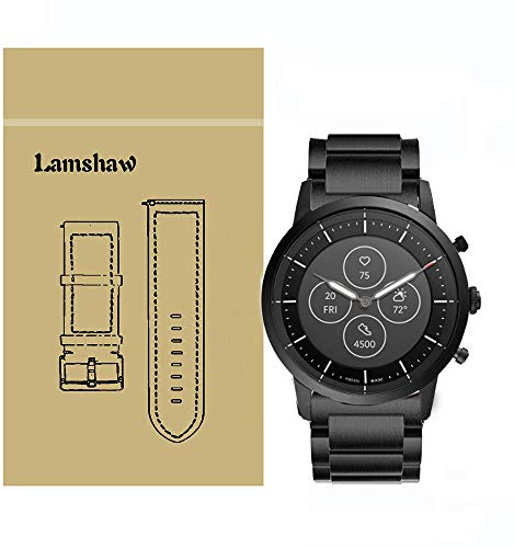 LvBu Armband Kompatibel mit Fossil Hybrid Smartwatch HR Collider - Classic Edelstahl Uhrenarmband (Schwarz)