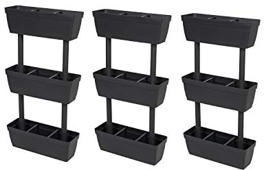 Kreher 3 x Pflanzpyramide, Pflanzregal, Wandregal für Pflanzen in Anthrazit. Maße pro Pyramide (BxTxH): 50 x 17 x 100 cm