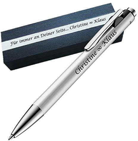 Pelikan - Kugelschreiber Farbe Silber mit Gravur als Geschenk & Wunschsymbol Geschenkverpackung Snap Metallic Silber PS44