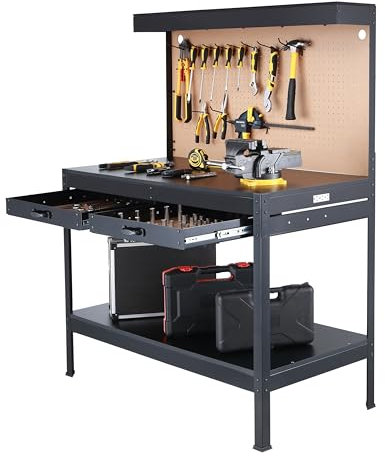 Olympia Tools Multipurpose Workbench With Power Outlets and Light, 410-014-0111 , Black