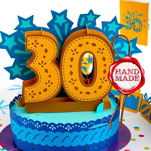 Liebessa Pop Up Karte 30. Geburtstag - Handgemachte 3D Geburtstagskarte für Frau & Mann mit Umschlag -Jubiläum & Glückwunschkarte/Geschenkkarte für Gutschein