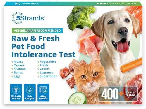 5Strands Pet Raw Food Intolerance Test, at Home Sensitivity Test for Dogs & Cats, 410 Items, Hair Analysis, Accurate for All Ages & Breeds, Pet Gut Health, Fast 4 Day Results